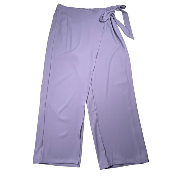 Halara Pants Womens LP Petite Large Lavender Tie Waist Wide Leg 26" Inseam - Picture 1 of 7